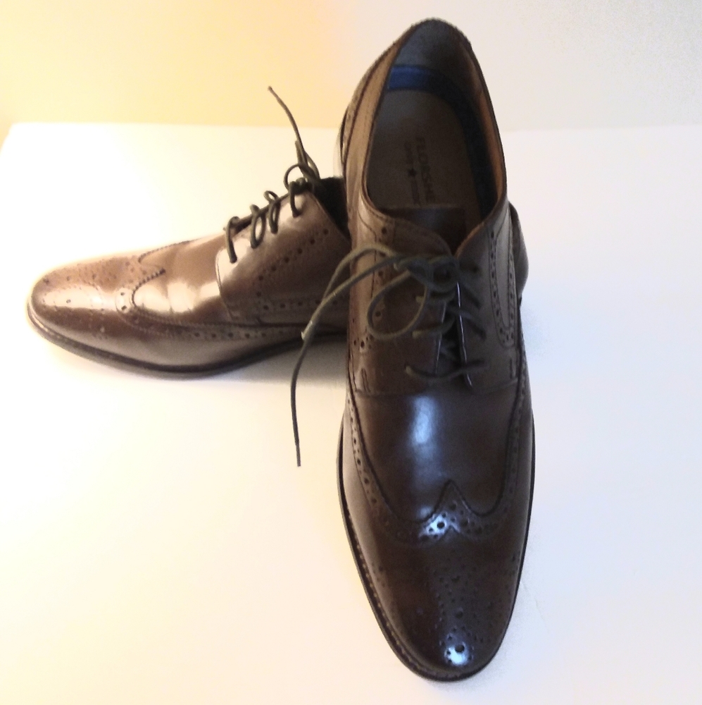 Florsheim Men's Shoes Genuine Leather Brown Wing Tip Design